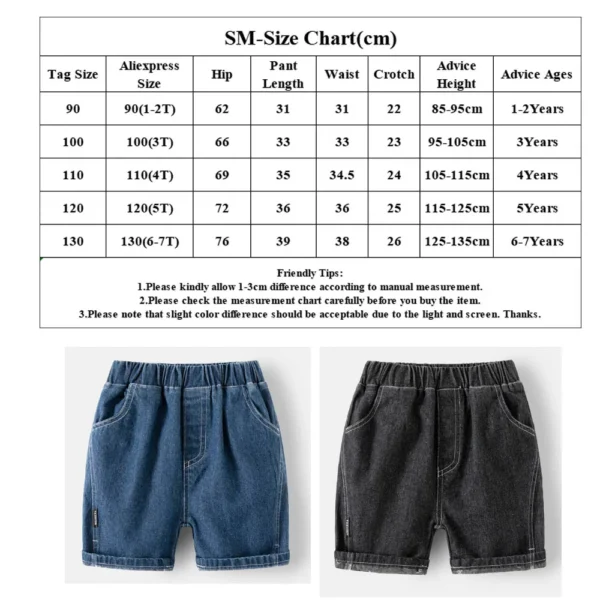 Boys Summer Jean Shorts Solid Color Fashion Trendy Cropped Pants Kids Denim Shorts Elastic Waist Casual children's Short Pants - Image 7