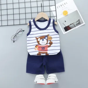 Summer Cute Cartoon 2PCS Kids Baby Boys Girls Cartoon Vest Top Shorts Pants Set Clothes Children Pajamas Girls Clothing Sets - Image 6