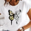 Butterfly T-shirt Watercolor Butterfly Top Tide Round Neck Large Size Retro Short-sleeved T-shirt Women's Fashio Clothing Tee - Image 4