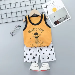 Summer Cute Cartoon 2PCS Kids Baby Boys Girls Cartoon Vest Top Shorts Pants Set Clothes Children Pajamas Girls Clothing Sets - Image 5