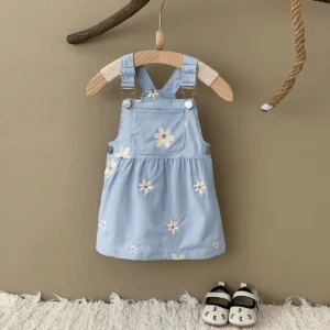 Toddler Infant Girls Denim Dresses Flowers Embroidery Strap Knee-Length Kids' Dresses One-piece 0-3 Years Overall Girl Clothes - Image 7