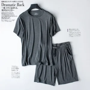 Modal Cotton Pajamas Suit Summer Men's Thin Loose Short-sleeved Shorts Nightwear Male Soft Breathable Homewear Sports Loungewear - Image 6
