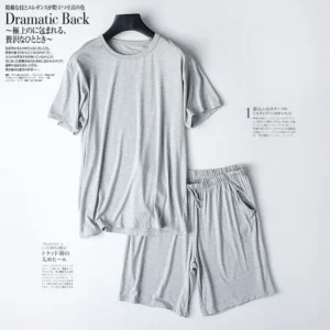 Modal Cotton Pajamas Suit Summer Men's Thin Loose Short-sleeved Shorts Nightwear Male Soft Breathable Homewear Sports Loungewear - Image 4