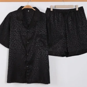 Men's pajamas short sleeved summer ice silk home clothing men's summer casual thin cardigan can be worn as a set home clothing