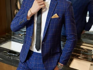 2024 New Men's Casual One-button (suit + Trousers) Business Casual No-ironing Plaid Suit Men's Best Man Suit Two-piece Set M-5XL