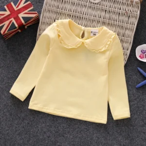 Fall Spring Little Girls Shirts Cotton Lace White Long Sleeve Child T-shirt Girls Kids Baby Toddler Tops and Blouses - Image 6