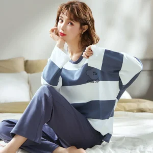 Women's 2-Piece Spring, Autumn And Summer Pajamas Women's Long Sleeve New Korean Version Fashion Casual Ladies Loungewear Set - Image 6