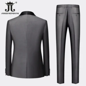 M-6XL Jacket Vest Pants Solid Color Men's Formal Business Office Suit Groom Wedding Dress Party Blazer Waistcoat Trousers Tuxedo - Image 7
