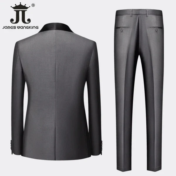 M-6XL Jacket Vest Pants Solid Color Men's Formal Business Office Suit Groom Wedding Dress Party Blazer Waistcoat Trousers Tuxedo - Image 7