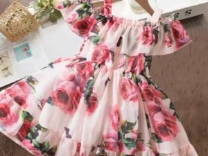 1-5 Year Baby Girl Floral Fashion Dress Little Girl Birthday Party Dress Summer Sling Dress Toddler Kids Causal Princess Dresses
