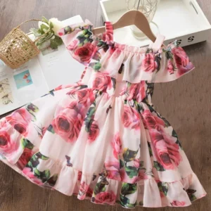 1-5 Year Baby Girl Floral Fashion Dress Little Girl Birthday Party Dress Summer Sling Dress Toddler Kids Causal Princess Dresses