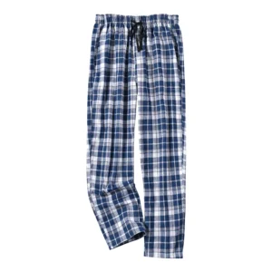 Men's 100% Cotton Plaid Pajama Sleeping Pants, Long Plaid Print Sleepwear Pajama Pants with Elastic Waist Homewear