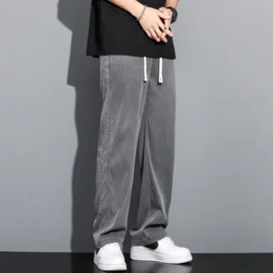 S-5XL 6Style,Men's Loose Jeans Summer Soft Lyocell Thin Fabric Straight Pants Drawstring Elastic Waist Korea Casual Trousers,Y2K - Image 6