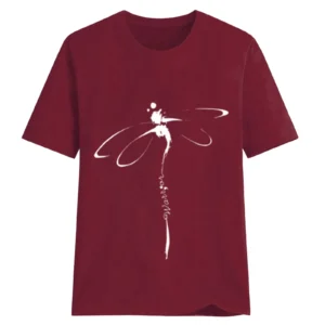 Explosive Tops Dragonfly Printed Original Collar Casual Base Shirt Short-sleeved Women's T-shirt Oversized T Shirt Clothes Tees - Image 5
