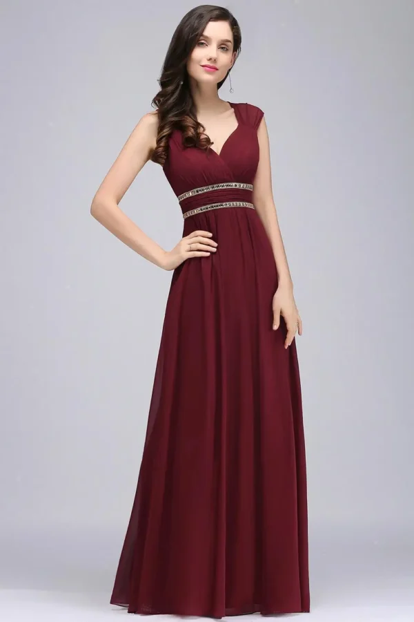BABYONLINE Double V Neck Floor Length Sparkly Evening Dresses for Party - Image 7