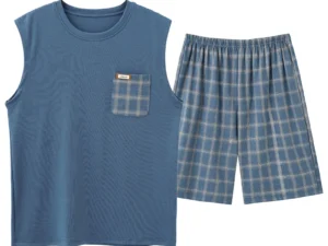 Fashion Summer Letter Print Pajamas Sets for Men Plaid Pants Knit Cotton Male Sleepwear Big Yards 4XL Home Wear Lounge Nightwear