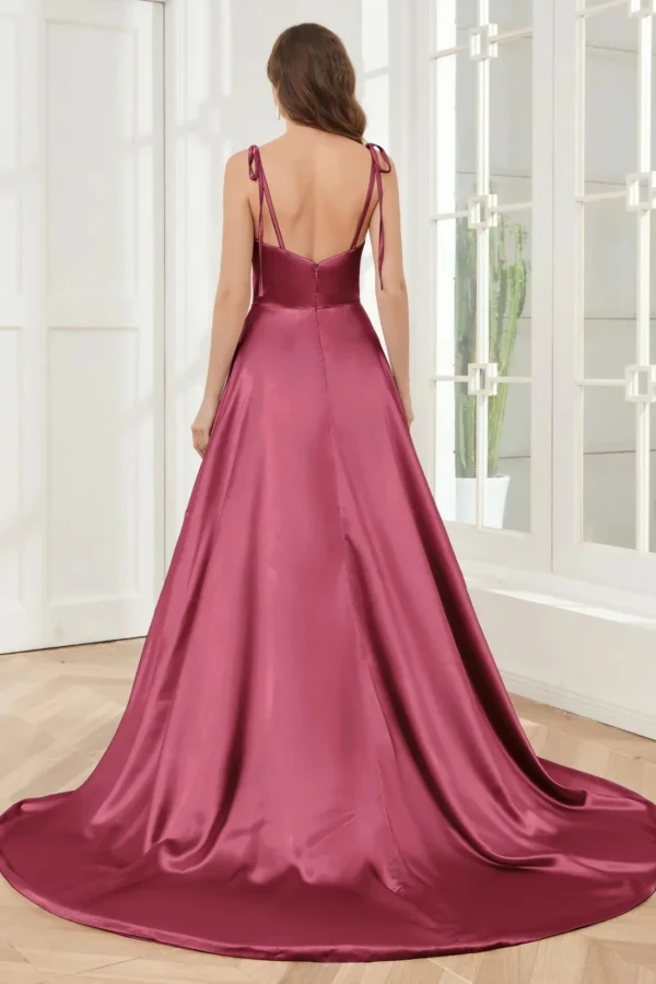 BABYONLINE Elegant Bridesmaid Dress Cowl Neck Adjusted Spaghetti Silky-satin Fabric A-line Silhouette Wedding Women Long Gown - Image 4