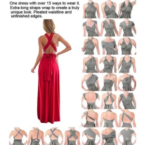 BABYONLINE Sexy Bridesmaid Dress Infinity Style Convertible Halter V neckline Gown Sleeveless Multiway Wrap Changable Guest Gown - Image 6
