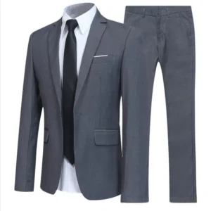 Men's Black Elegant Suits+Pants Slim Fit Single Button Lapel Pockets Blazer Party Formal Business Dress Suit Male Wedding Set - Image 4