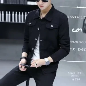Men's Denim Jacket Red Korea Male Jean Coats Slim Fit Low Cost Fast Delvery Big Size Lxury in Lowest Price Branded Menswear Worn - Image 6