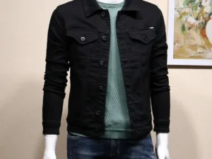 Male Jean Coats Button Autumn Men's Denim Jacket Slim Fit Black Cheap Price Stylish Winter 2024 High Quality Original Outerwear