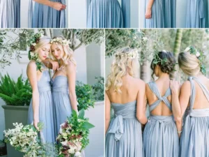 BABYONLINE Sexy Bridesmaid Dress Infinity Style Convertible Halter V neckline Gown Sleeveless Multiway Wrap Changable Guest Gown