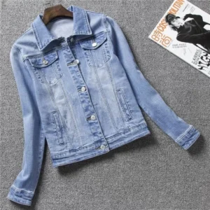2024 Autumn Women's Casual Denim Jacket Jacket Women's Long-Sleeved Single-Breasted Jeans Jacket Women's Short Top - Image 5