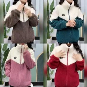 Colored Thickened New Jackets Lamb Fleece Long Sleeve Autumn Length Elegant Outwear Zipper Mid Coats Women Tops Winter Quil B7I3