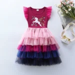 Summer girls' dress short sleeved autumn dress stylish and fashionable women's treasure dress high-end princess dress PSH1765