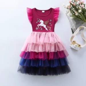 Summer girls' dress short sleeved autumn dress stylish and fashionable women's treasure dress high-end princess dress PSH1765
