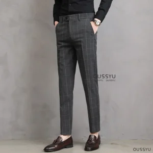 High Quality Summer Thin Plaid Pattern Formal Dress Pants Men Slim Business Work Office Party Korea Skinny Casual Trousers Male - Image 6