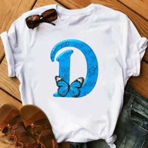 26 English Letters Butterfly Print T-shirt Short Sleeve Women Oversized T Shirt Tops Graphic T Shirts Harajuku Harajuku - Image 6