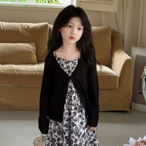 2025 Summer New Chinese Style Women's Sunscreen Knitted Long Sleeve Shirt Fashion Thin Baby Kid Girl Blouse Top Children Clothes