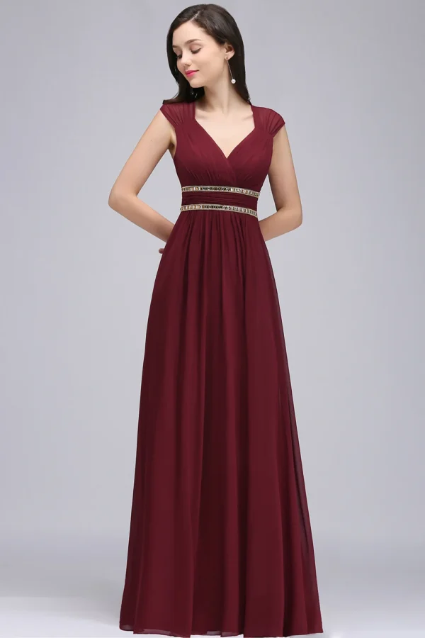 BABYONLINE Double V Neck Floor Length Sparkly Evening Dresses for Party - Image 4