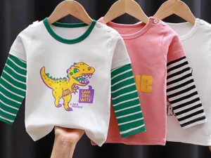 High Quality Soft Skin Friendly Comfort Children Cotton Long Sleeves Shirts Suitable Spring Tops Daily Wear for Boys and Girls
