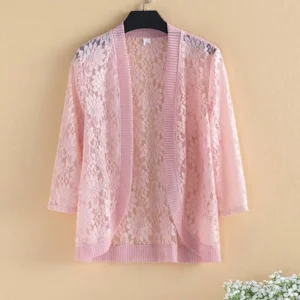 Lace Solid Color Long Sleeve Coat V-neck Fashion Autumn Thin Casual Temperament Cardigan Jackets Sexy Women's Clothing 2023 New - Image 4