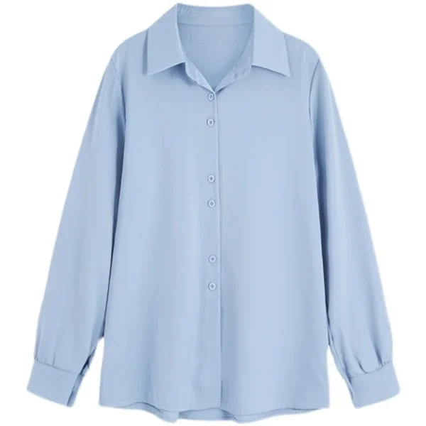 Plus Size Shirts Spring Summer Fashion Female Long Sleeve Loose Solid Blouse Tops Casual Chiffon Shirt Women Office Lady Shirts - Image 7