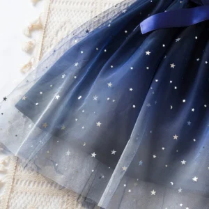Sweet Girls Summer Clothes Flying Sleeves Bow Sequin Dress 2-6Y Kid Birthday Party Blue Fluffy Tutu Princess Dress for Baby Girl - Image 6