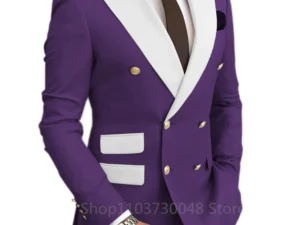 New Design Slim Fit 2 Piece Wedding Men Suits Solid Groom Tuxedos Formal Suits for Prom Party Best Man Peak Lapel Blazer Pants
