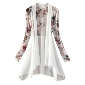 2024 Women Long Chiffon Blouse Shirts Female Cardigan Sunscreen Shirts Floral Printed Ladies Blouses Jackets 5 Colors - Image 7
