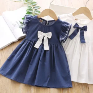 Girls Dress Flying Sleeve Summer Children Princess Dresses Kids Clothes Cotton Big Bow Dress Kids Dresses for Girls