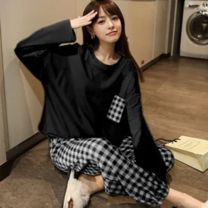 Women's 2-Piece Spring, Autumn And Summer Pajamas Women's Long Sleeve New Korean Version Fashion Casual Ladies Loungewear Set - Image 7