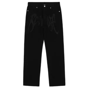Letter Embroidery Black Men's Baggy Jeans Dark Style Hip Hop High Street Loose Straight Man Jeans American Retro Y2K Man Pants - Image 6