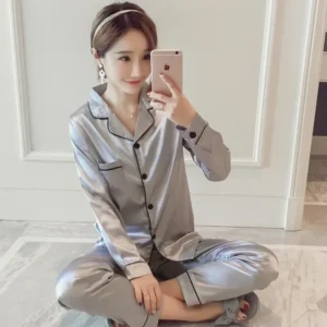 Silk Pajamas for Women 2025 Sexy Silk Women Pijama Sets Sleepwear Long-sleeve Cardigan Female Ice Silk Home Pijama Mujer Verano - Image 7
