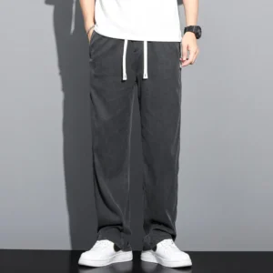 S-5XL 6Style,Men's Loose Jeans Summer Soft Lyocell Thin Fabric Straight Pants Drawstring Elastic Waist Korea Casual Trousers,Y2K - Image 4