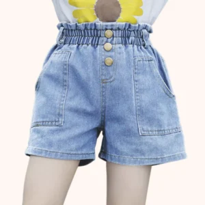Children Jeans Boys Girls Cotton Shorts Splice Stretch Denim shorts Korean Teenage Trousers Wear Kids Clothing DenimRipped