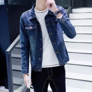 Men's Denim Jacket Red Korea Male Jean Coats Slim Fit Low Cost Fast Delvery Big Size Lxury in Lowest Price Branded Menswear Worn - Image 4