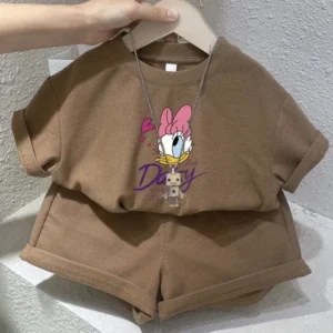 Summer Baby Girl Boy Clothes Set Children Disney Daisy Printing T-shirt and Short Two Pieces Suit Kid Shorts Sleeve Tracksuit - Image 3