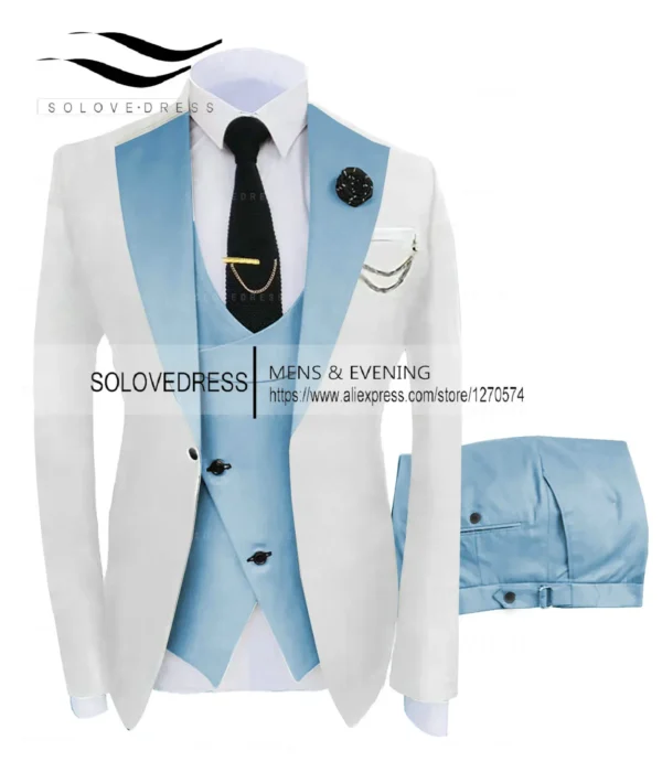 ( Jacket + Vest + Pants )Suits for Mens 2024 Casual Business Suit High-end Social Formal Suit 3 Pcs Set Groom Wedding Men - Image 5