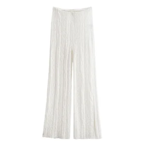ZBZA Women Hollow Lace Vest Pants Suit Sexy Backless Vacation Top High Waist Straight Wide-leg Pants Spring Summer New Chic Set - Image 5